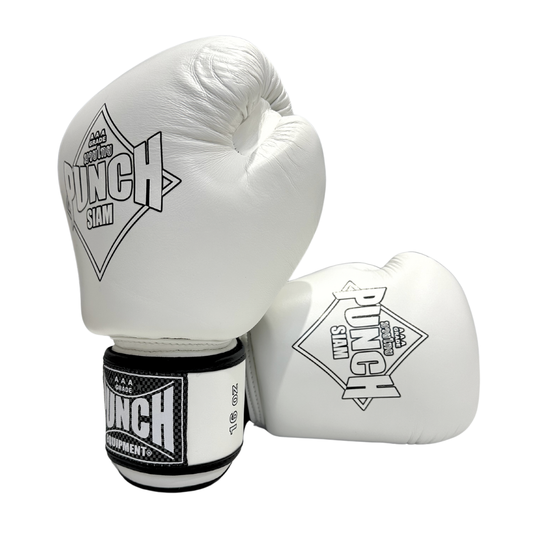BOXING GLOVES - Siam™ - LEATHER - WHITE - 16OZ